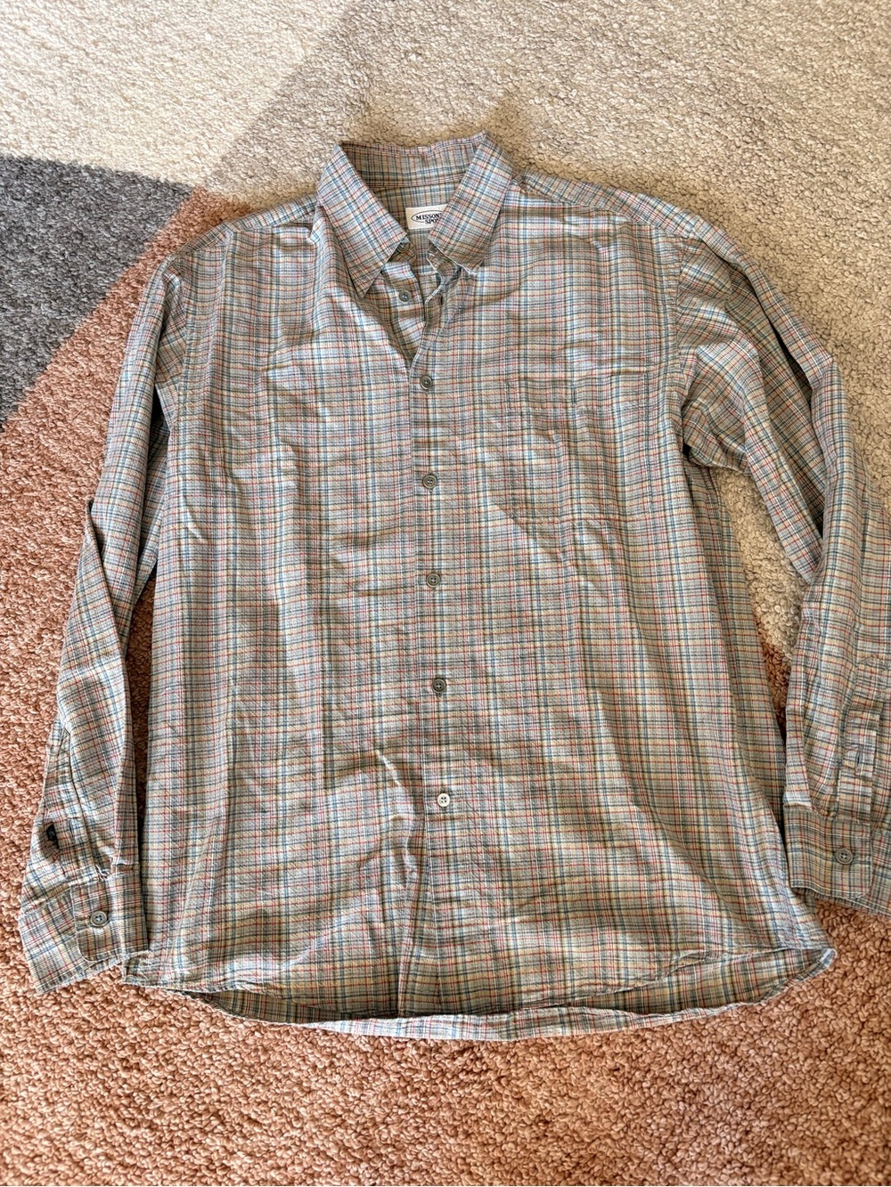 Missoni Sport L Men's Multicolor Plaid Button-Down Italy Casual Office Luxury